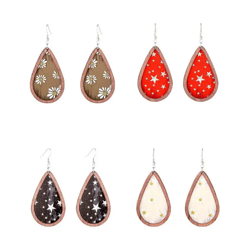 Red Star PVC Daisy Floral Print Teardrop Wood Tray Earrings for Women 2021 Fashion Christmas Statement Earrings Free Shipping
Red Star PVC Daisy Floral Print Teardrop Wood Tray Earrings for Women 2021 Fashion Christmas Statement Earrings Free Shipping