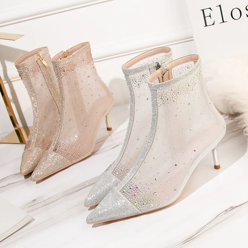 fashion sexy women's boots thin heel high heel women's shoes diamond pointed fashion boots mesh versatile boots
fashion sexy women's boots thin heel high heel women's shoes diamond pointed fashion boots mesh versatile boots