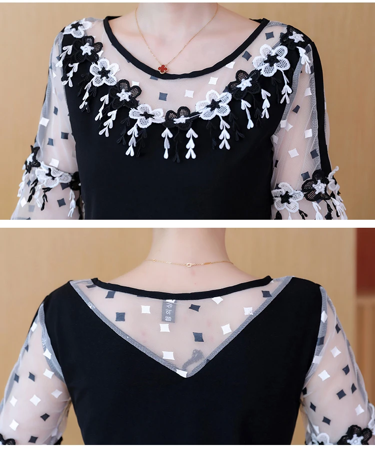 Lugentolo Women's Dress Lace Print Plus Size Summer Solid Party Elegant Fashion Flower Thin Short Sleeve | Женская одежда