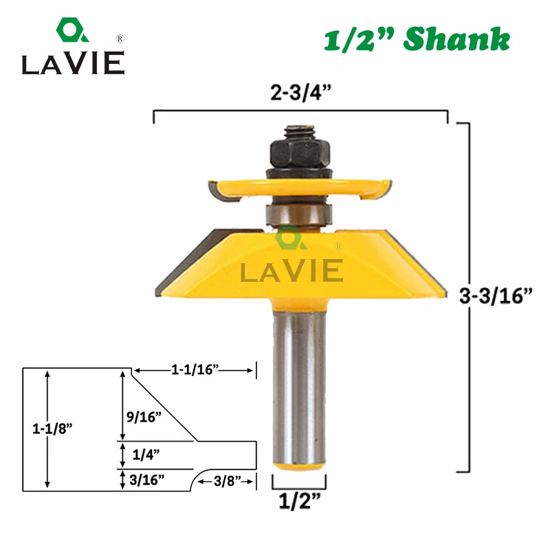 

LAVIE 12mm 1/2" Shank Raised Panel Router Bit with Backcutter Chamfer Milling Cutter Ogee Woodworking Cutter Tenon Knife MC03106