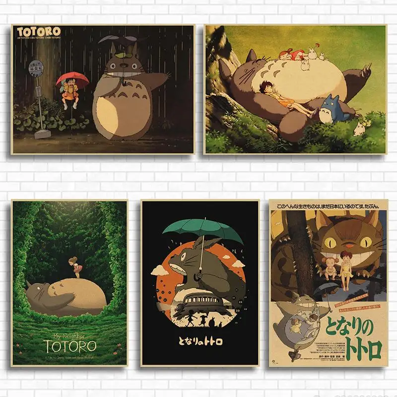Винтажный Ретро бумажный аниме постер Tonari no Totoro Miyazaki декор для стен в винтажном