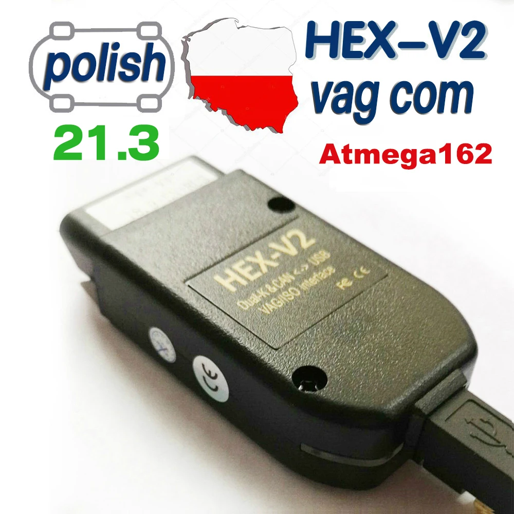 Новинка 2021 интерфейс HEX V2 VAGCOM 21 3 VAG COM 20 12 для VW AUDI Skoda Seat Vag 4 польская Автомобильная