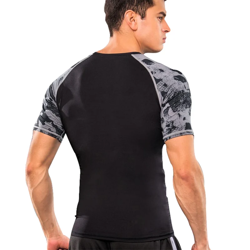 Новая модная мужская облегающая футболка с коротким рукавом компрессионные топы