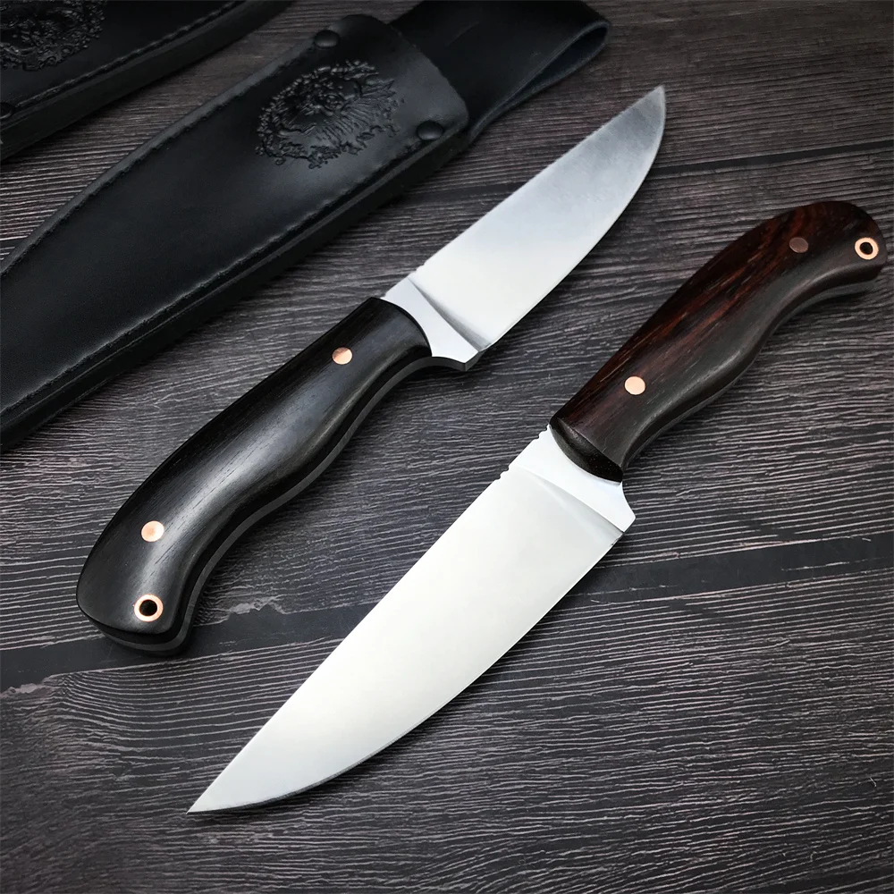 

Многофункциональный тактический нож 8CR1 3MOV со стальным лезвием, нож с фиксированным лезвием из воловьей кожи, нож с деревянной ручкой для ке...