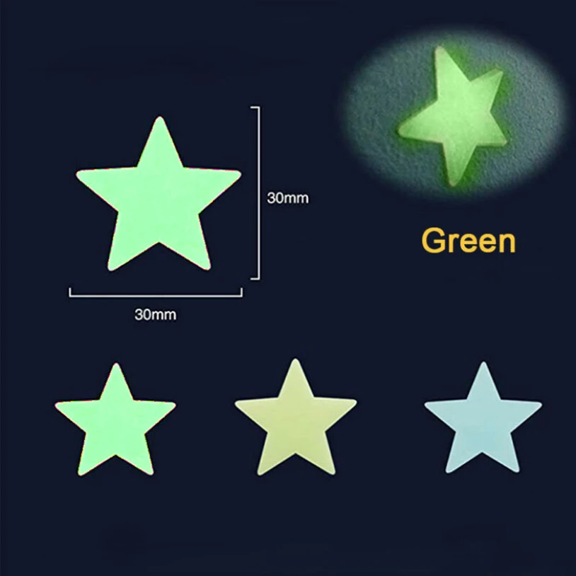 

100Pcs Luminous Stars Wall Stickers Fluorescent Light-Emitting Three-Dimensional Wall Stickers DIY Decals For Kids Rooms Decor