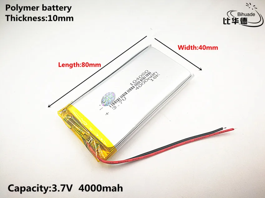 

1pcs/lot Good Qulity 3.7V,4000mAH,104080 Polymer lithium ion / Li-ion battery for TOY,POWER BANK,GPS,mp3,mp4