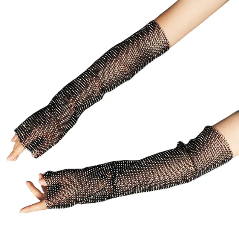 Women Full Glitter Rhinestone Arm Warmer Sleeves Summer Sunscreen Nightclub Hollow Plaid Mesh Fishnet Fingerless Gloves
Women Full Glitter Rhinestone Arm Warmer Sleeves Summer Sunscreen Nightclub Hollow Plaid Mesh Fishnet Fingerless Gloves