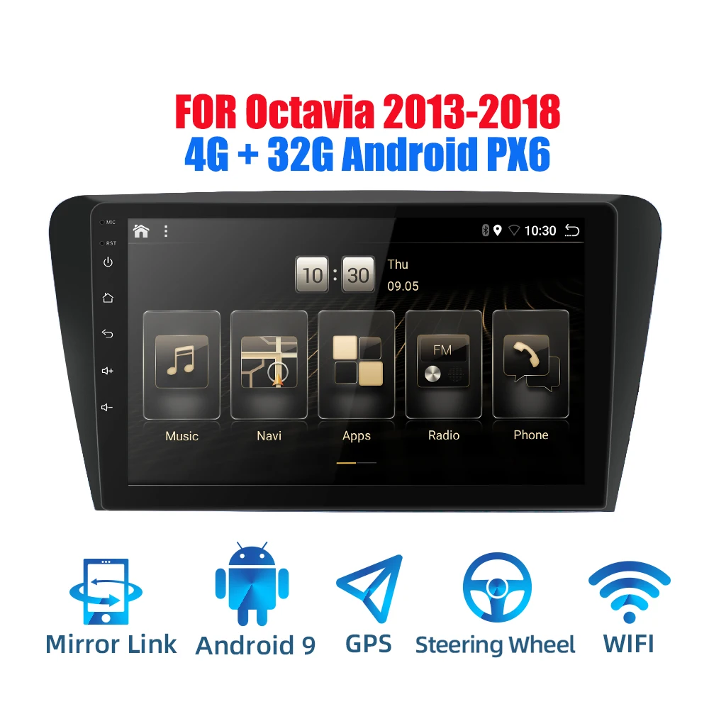 

2din Android 9.0 Ouad Core PX6 Car Radio Stereo For Skoda Octavia 2013-2018 GPS Navi Audio Video Player Wifi BT HDMI DAB+