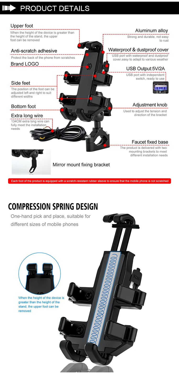 Motorcycle Octopus Mobile Phone Holder Aluminum Alloy Navigation Bracket Cellphone GPS Mount Shockproof Cradle Clamp Mount 
Motorcycle Octopus Mobile Phone Holder Aluminum Alloy Navigation Bracket Cellphone GPS Mount Shockproof Cradle Clamp Mount