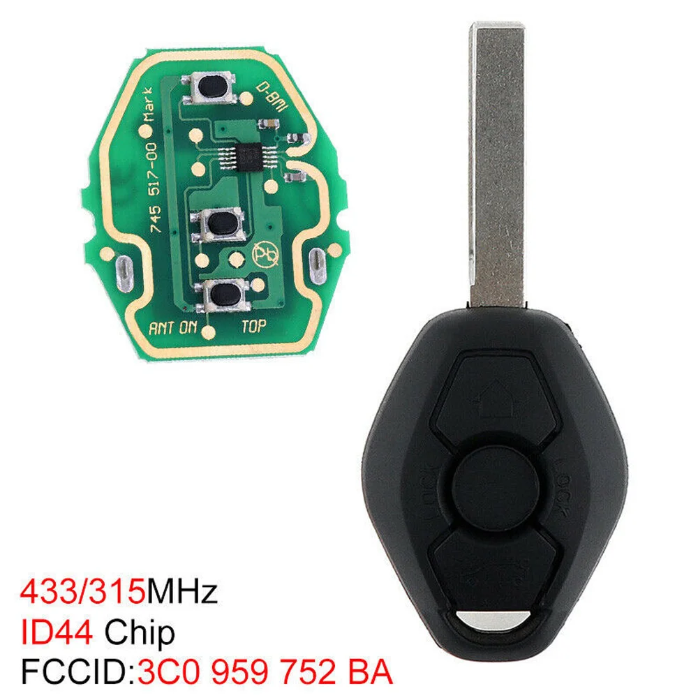 3-Button Remote Key Chip For BMW 3 5 7 Series E38 E39 E46 433MHz Black Useful Newest Duable
3-Button Remote Key Chip For BMW 3 5 7 Series E38 E39 E46 433MHz Black Useful Newest Duable