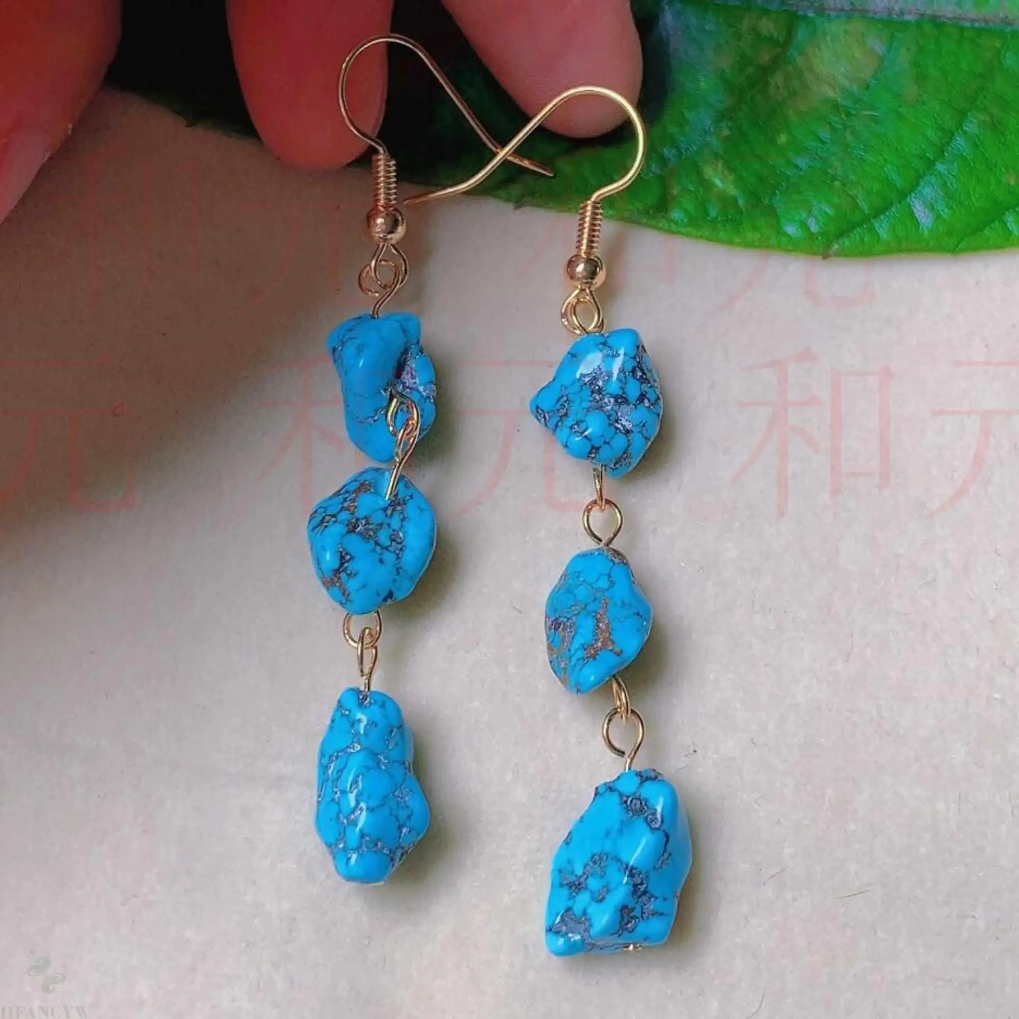 Fashion natural Blue Turquoise block gold earrings gift Wedding Freshwater Lucky Aquaculture Hook Easter Beautiful
Fashion natural Blue Turquoise block gold earrings gift Wedding Freshwater Lucky Aquaculture Hook Easter Beautiful