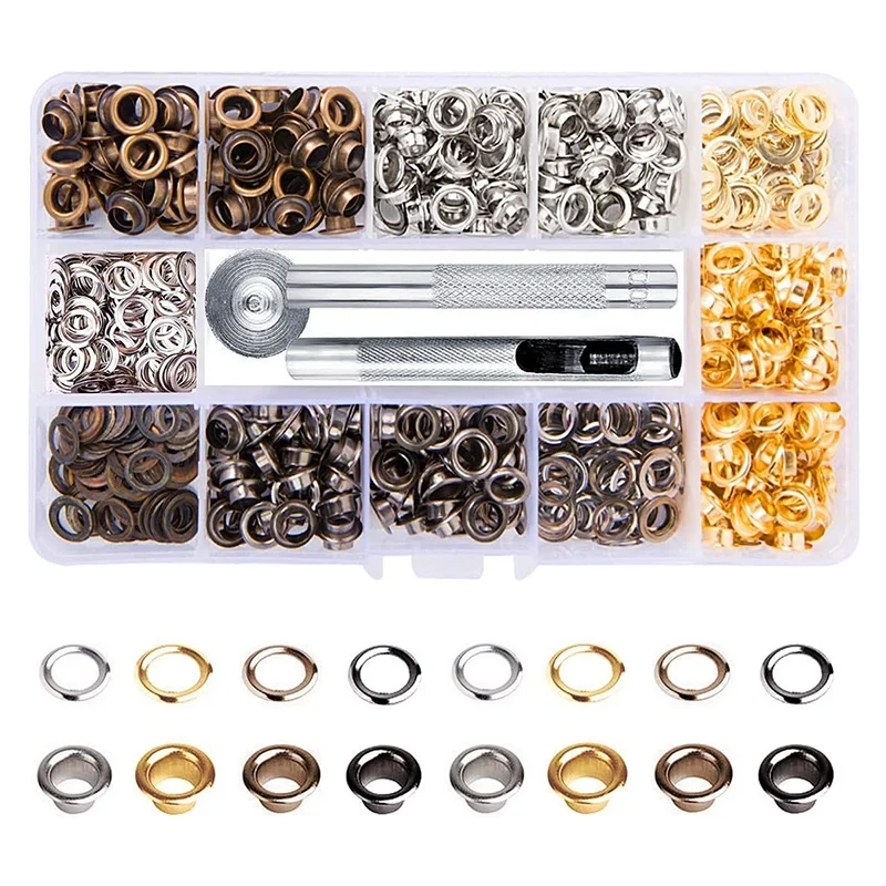 Grommets Kit 3/16Inch 400Pcs Eyelets Kits Eyelets Grommet Sets for Shoes Clothes Crafts Bag DIY Project (4 Colors)
Grommets Kit 3/16Inch 400Pcs Eyelets Kits Eyelets Grommet Sets for Shoes Clothes Crafts Bag DIY Project (4 Colors)