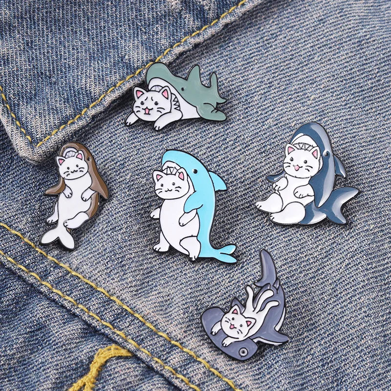 Cat And Shark Enamel Pins Kitten Whale Dolphin Brooches Badge Bag Cartoon Animal Jewelry Gift for Kids Friends Free Fastene
Cat And Shark Enamel Pins Kitten Whale Dolphin Brooches Badge Bag Cartoon Animal Jewelry Gift for Kids Friends Free Fastene
