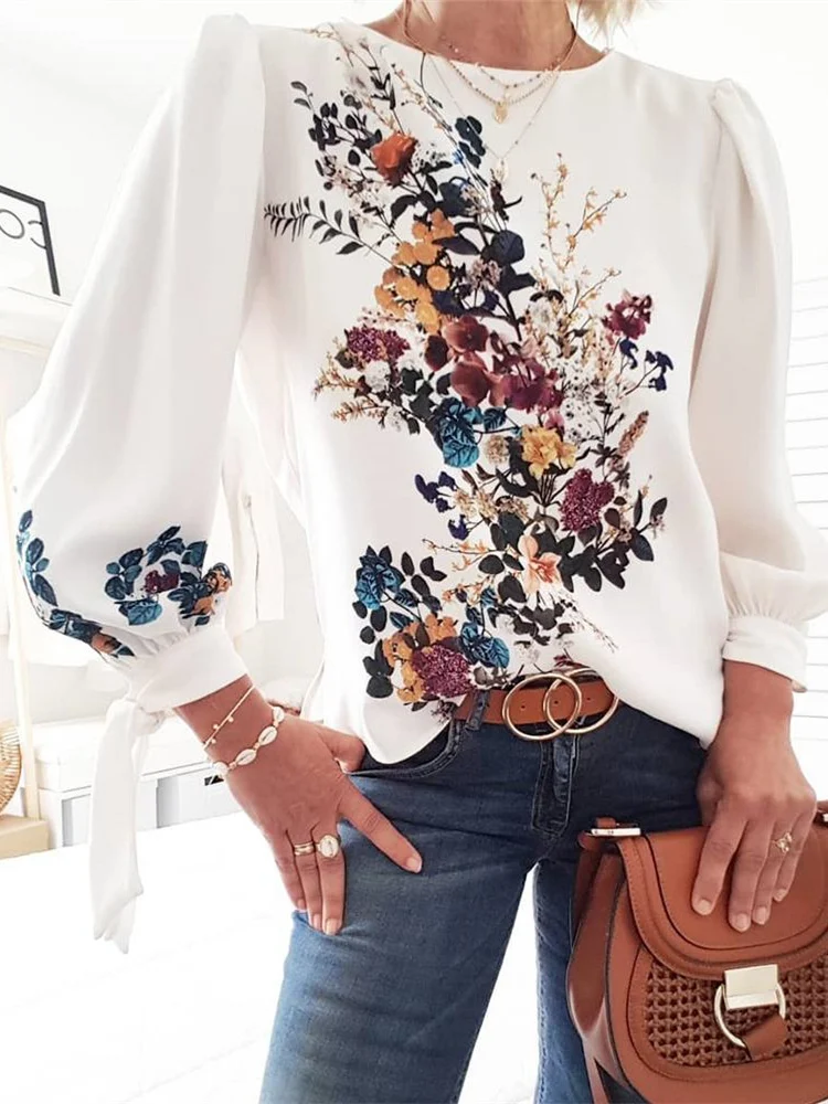 White Leisure Blouse Bouquet Puff Long Sleeve Top Women Elegant Floral Basic Casual Shirt
White Leisure Blouse Bouquet Puff Long Sleeve Top Women Elegant Floral Basic Casual Shirt