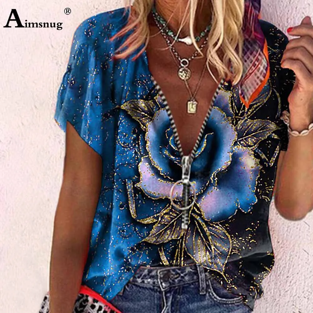 Plus Size 5xl Ladies Elegant Leisure Casual T-shirt Model Flower Print Women's Top 2021 Summer Fashion Zipper Tees shirt Femme
Plus Size 5xl Ladies Elegant Leisure Casual T-shirt Model Flower Print Women's Top 2021 Summer Fashion Zipper Tees shirt Femme