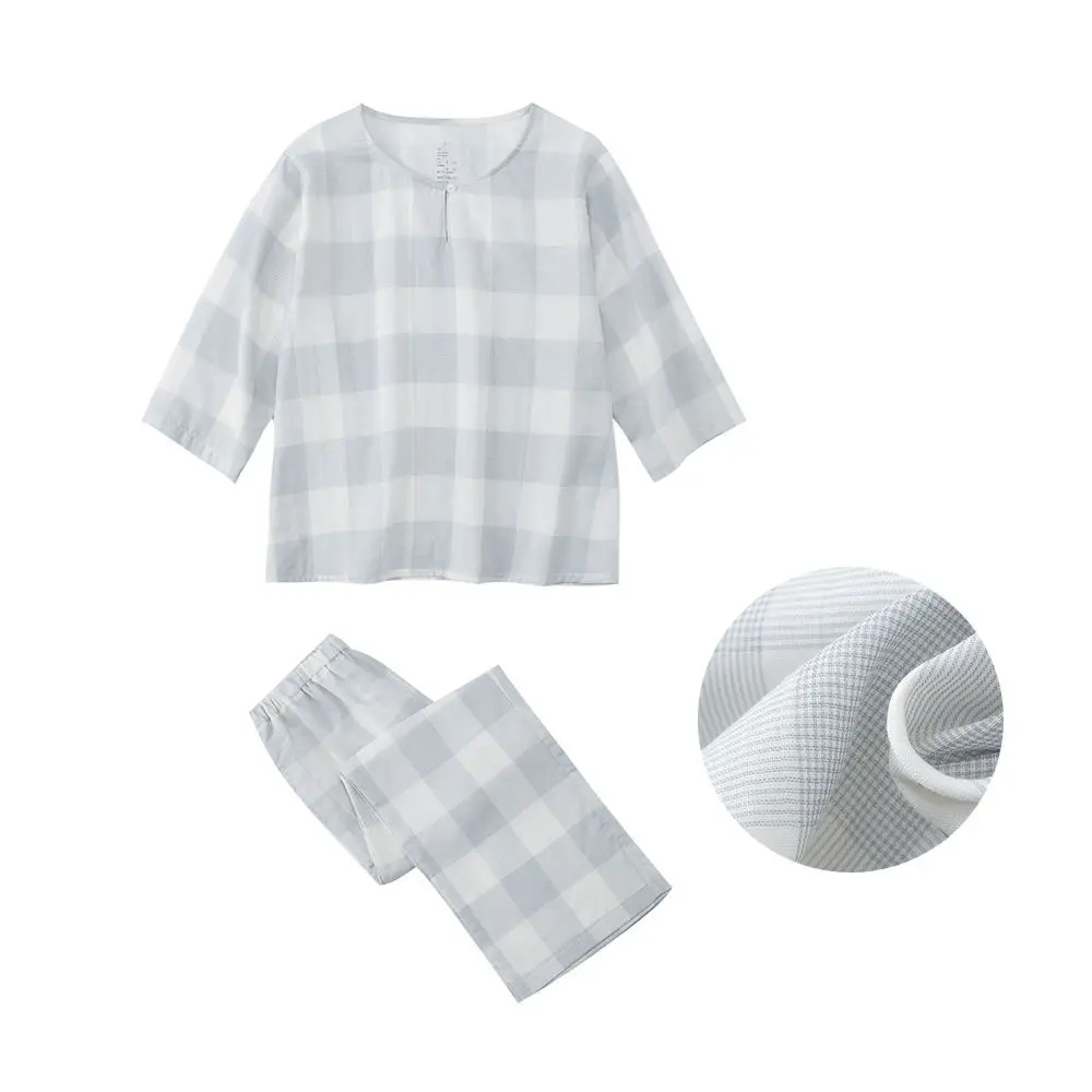 Women Cotton Sleepwear Casual Plaid Pajamas Set 2PCS Shirt&Pants Loose Loungewear Intimate Lingerie Soft Pyjamas Set Homewear
Women Cotton Sleepwear Casual Plaid Pajamas Set 2PCS Shirt&Pants Loose Loungewear Intimate Lingerie Soft Pyjamas Set Homewear