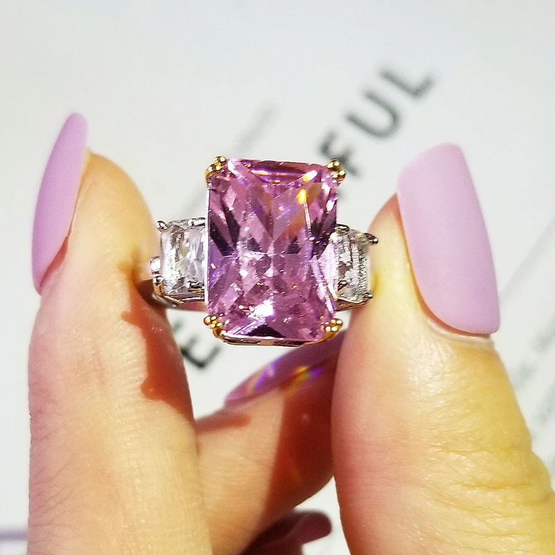 Женское кольцо из серебра 2021 пробы розовое обручальное ювелирное изделие в