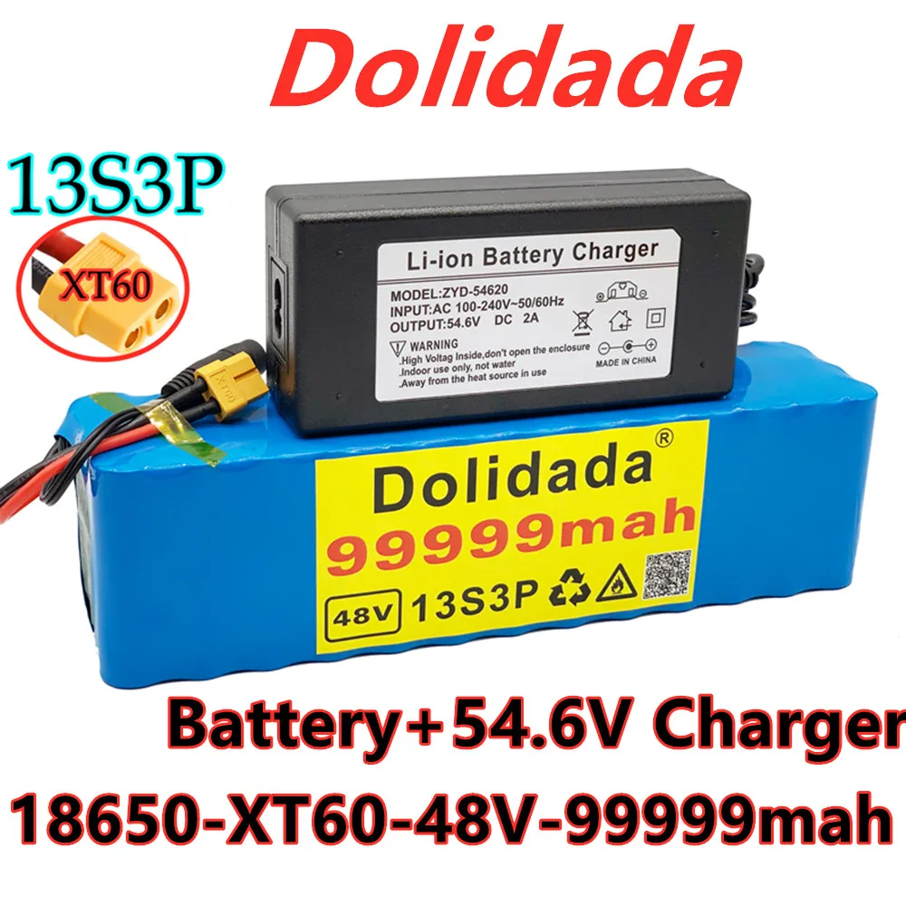 2021 new 13s3p XT60 48V 99.999ah 1000W Li ion battery pack for 54.6V E-bike scooter with BMS + 54.6V2A charger 
2021 new 13s3p XT60 48V 99.999ah 1000W Li ion battery pack for 54.6V E-bike scooter with BMS + 54.6V2A charger