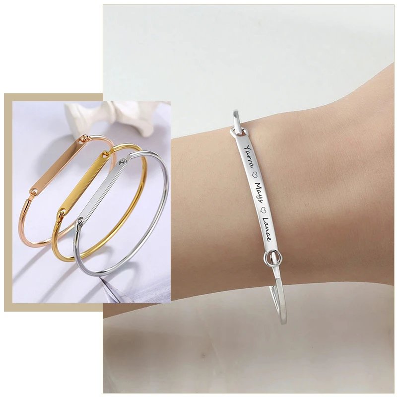 Elegant Personalized Name D Shape Bangle for Women 5mm Customize Stainless Steel ID Bar Cuff Bracelet Temperament Jewelry
Elegant Personalized Name D Shape Bangle for Women 5mm Customize Stainless Steel ID Bar Cuff Bracelet Temperament Jewelry
