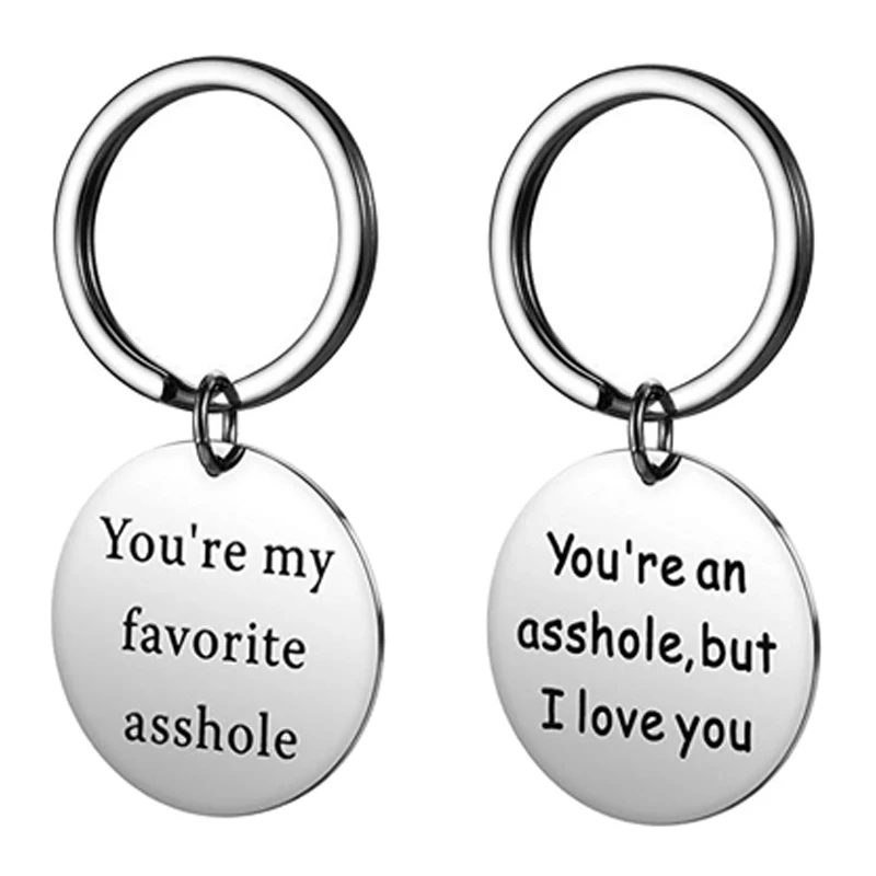 Valentine'S Day Keychain Gift You Are My Favorite Bastard Metal Round Heart-Shaped Keychain Pendant Couple Accessories Pendant
Valentine'S Day Keychain Gift You Are My Favorite Bastard Metal Round Heart-Shaped Keychain Pendant Couple Accessories Pendant