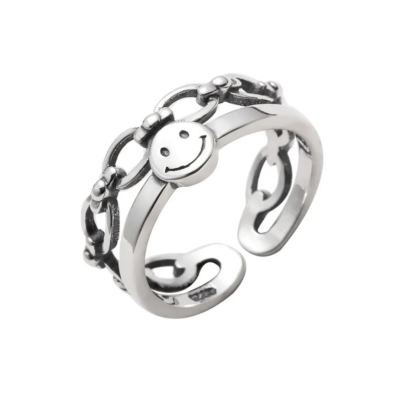 New Retro Smiling Face Geometric Double Layer Ring Personality Trendsetter Index Finger Ring 5372
New Retro Smiling Face Geometric Double Layer Ring Personality Trendsetter Index Finger Ring 5372