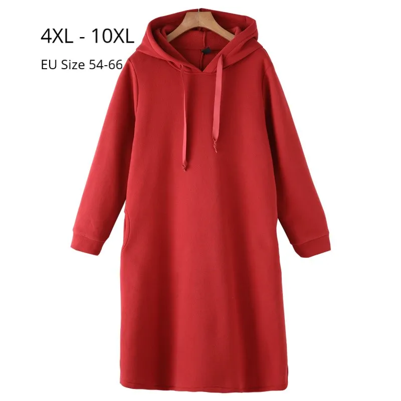 Plus Size 10XL 9XL 7XL Women Long Sleeves Velvet Sweater Dresses Female Hooded Solid Color Warm Tops Femme Winter Loose Pullover
Plus Size 10XL 9XL 7XL Women Long Sleeves Velvet Sweater Dresses Female Hooded Solid Color Warm Tops Femme Winter Loose Pullover