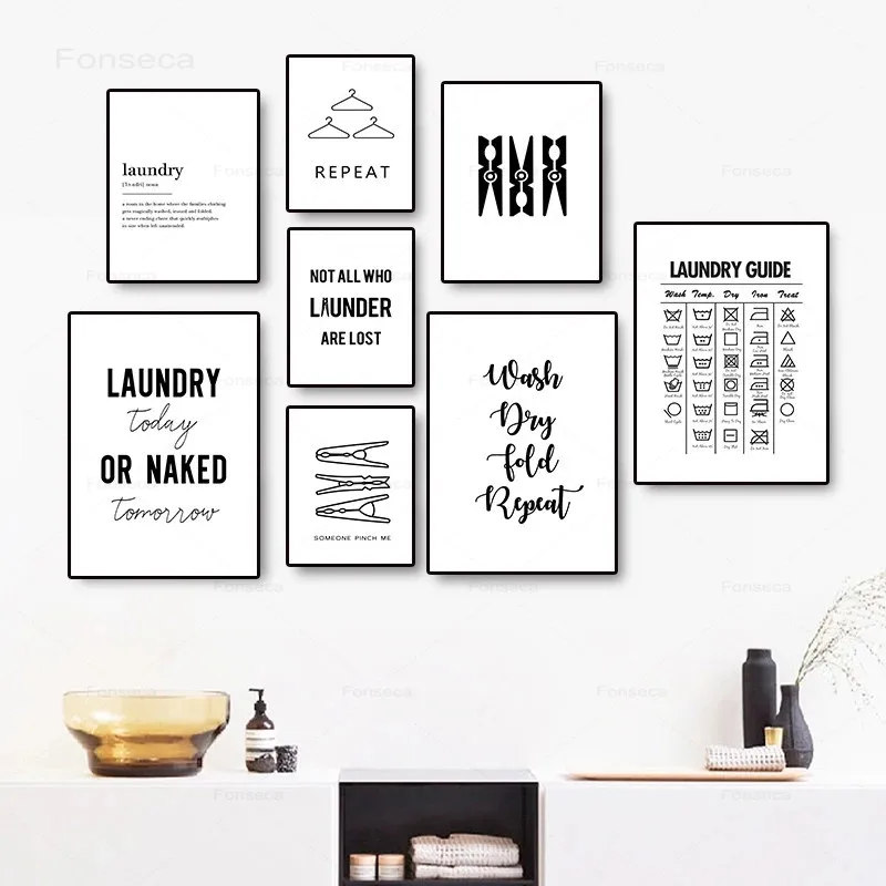 Laundry Signs Wall Art Canvas Painting Poster Print Black White Wash Dry Fold Repeat Molecular Picture Laundry Room Decoration
Laundry Signs Wall Art Canvas Painting Poster Print Black White Wash Dry Fold Repeat Molecular Picture Laundry Room Decoration