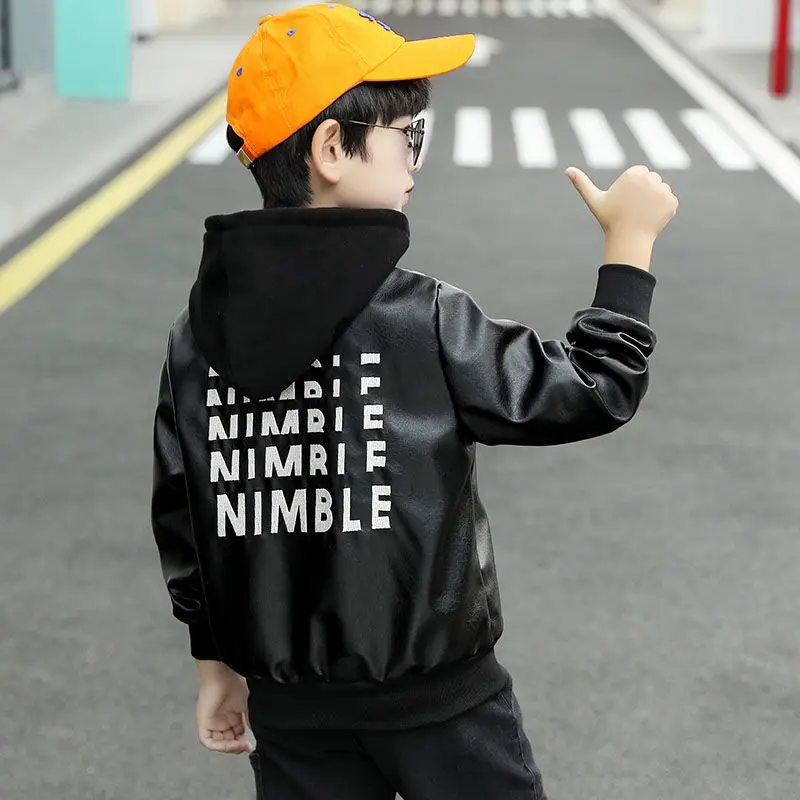 Spring & Autumn PU Leather Jacket For Boy New 2021 Korean Version Fashion Hooded Coat Handsome Casual Slim Children's Clothing
Spring & Autumn PU Leather Jacket For Boy New 2021 Korean Version Fashion Hooded Coat Handsome Casual Slim Children's Clothing