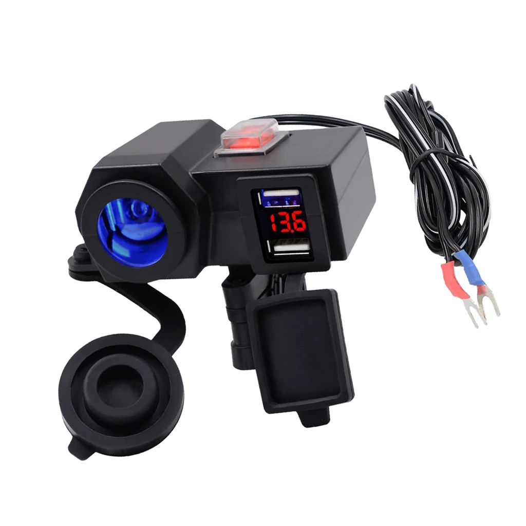 12V мотоцикл USB зарядное устройство светодиодный вольтметр прикуриватель розетка