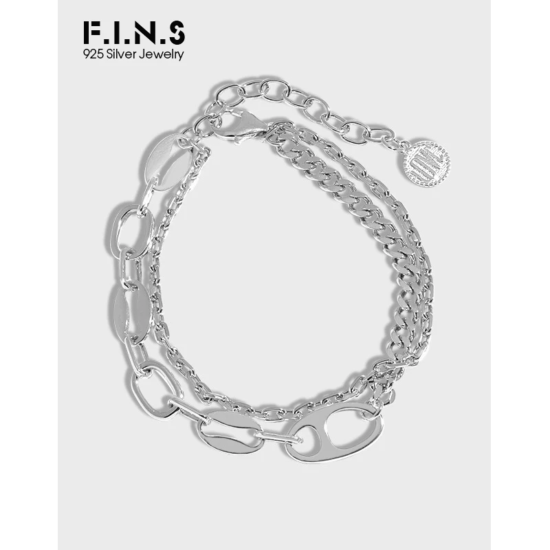 F.I.N.S 925 Sterling Silver Asymmetric Double Chain Bracelet Women Rock Punk Charms Thick Pig Nose Link Chains Fine Jewelry 
F.I.N.S 925 Sterling Silver Asymmetric Double Chain Bracelet Women Rock Punk Charms Thick Pig Nose Link Chains Fine Jewelry