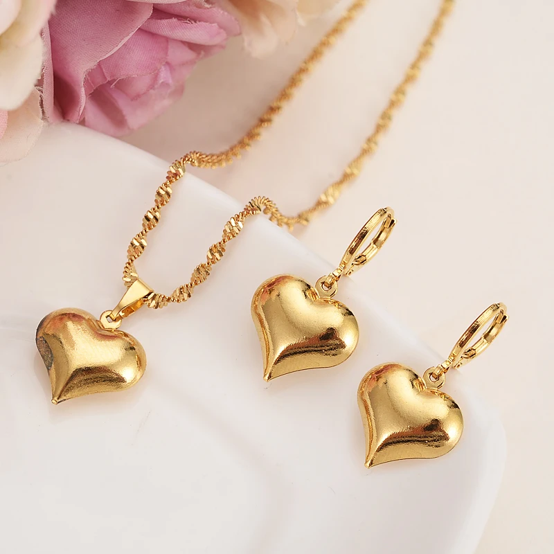Gold Color Smooth Heart Drop Earrings Pendant Necklace Elegant Jewerly Set For Women High Quality Dubai Arab African Jewelry
Gold Color Smooth Heart Drop Earrings Pendant Necklace Elegant Jewerly Set For Women High Quality Dubai Arab African Jewelry