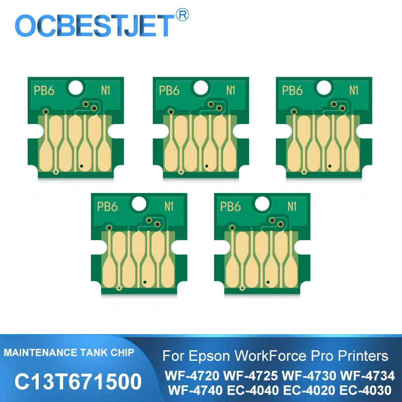 Резервуар для обслуживания T671500, T6715, чип для отходов Epson workpro WF-4720, WF-4725, WF-4730, WF-4734, WF-4740, EC-4040, EC-4020 
Резервуар для обслуживания T671500, T6715, чип для отходов Epson workpro WF-4720, WF-4725, WF-4730, WF-4734, WF-4740, EC-4040, EC-4020