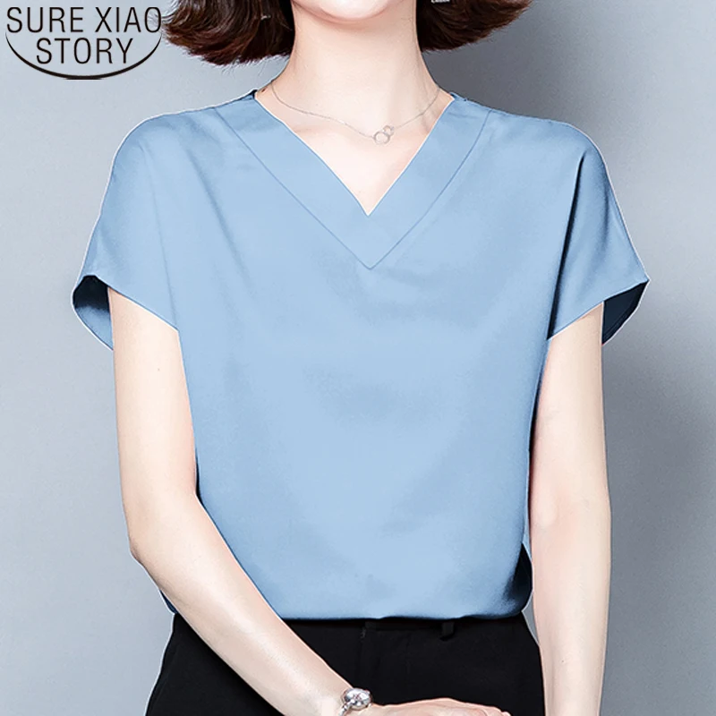 2021 Summer Casual Women Plus Size Blouses Shirts Solid Short Sleeve V-neck Soft Silk Satin Tops Blouse Temperament Blusas 9853
2021 Summer Casual Women Plus Size Blouses Shirts Solid Short Sleeve V-neck Soft Silk Satin Tops Blouse Temperament Blusas 9853