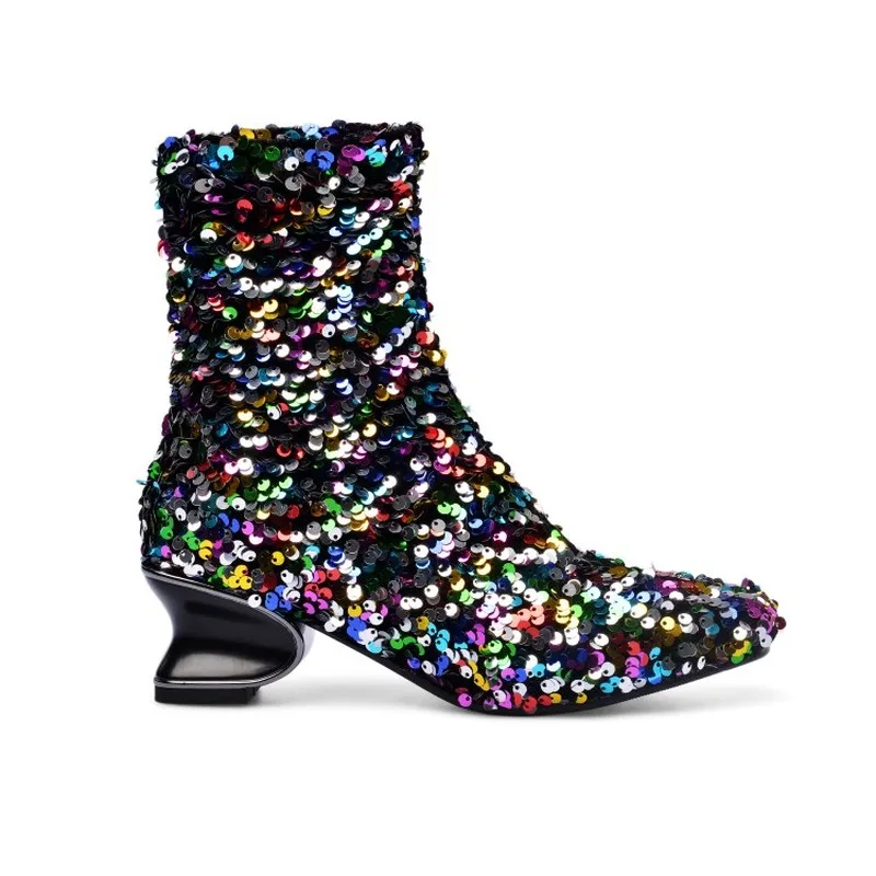 OLOMLB US4-11 Womens Square Toe Sequins Rainbow Colors Bling Ankle Boots Strange Heel Leather Shoes 7Color Plus Size
OLOMLB US4-11 Womens Square Toe Sequins Rainbow Colors Bling Ankle Boots Strange Heel Leather Shoes 7Color Plus Size