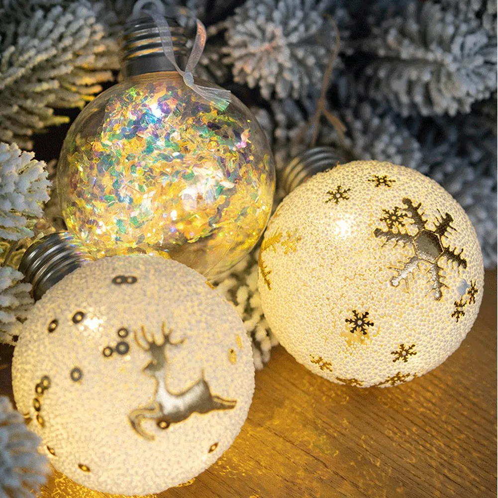 Christmas Ball Ornaments With LED Light Xmas Tree Hanging Pendant Snow Elk 2022 New Year Decorations
Christmas Ball Ornaments With LED Light Xmas Tree Hanging Pendant Snow Elk 2022 New Year Decorations