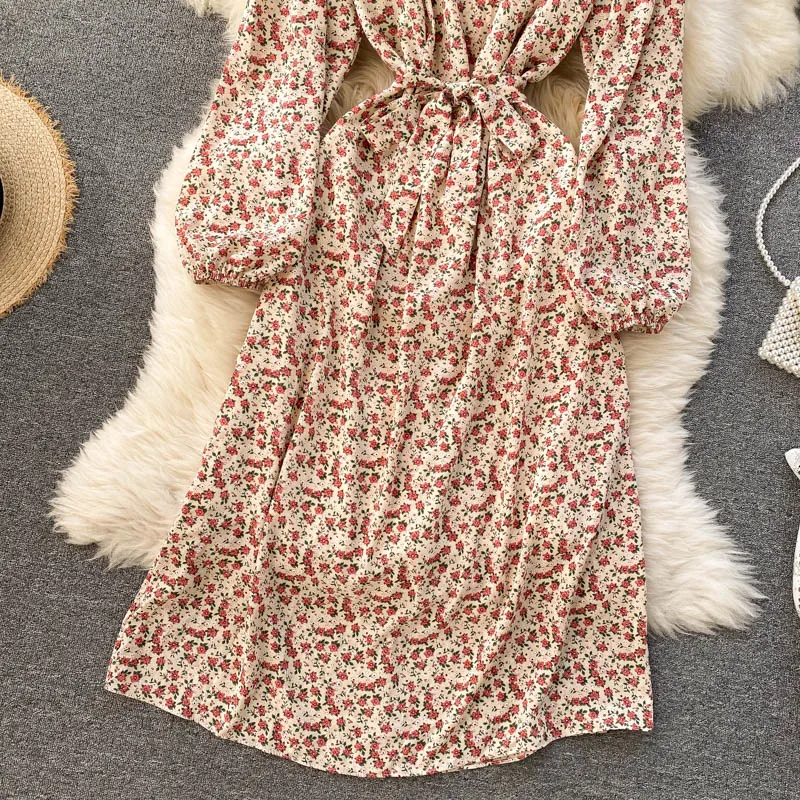 Women Print Floral Dress Korean O Neck Puff Sleeve A Line Dress Spring Casual Bow Drawstring Beach Midi Long Dress
Women Print Floral Dress Korean O Neck Puff Sleeve A Line Dress Spring Casual Bow Drawstring Beach Midi Long Dress