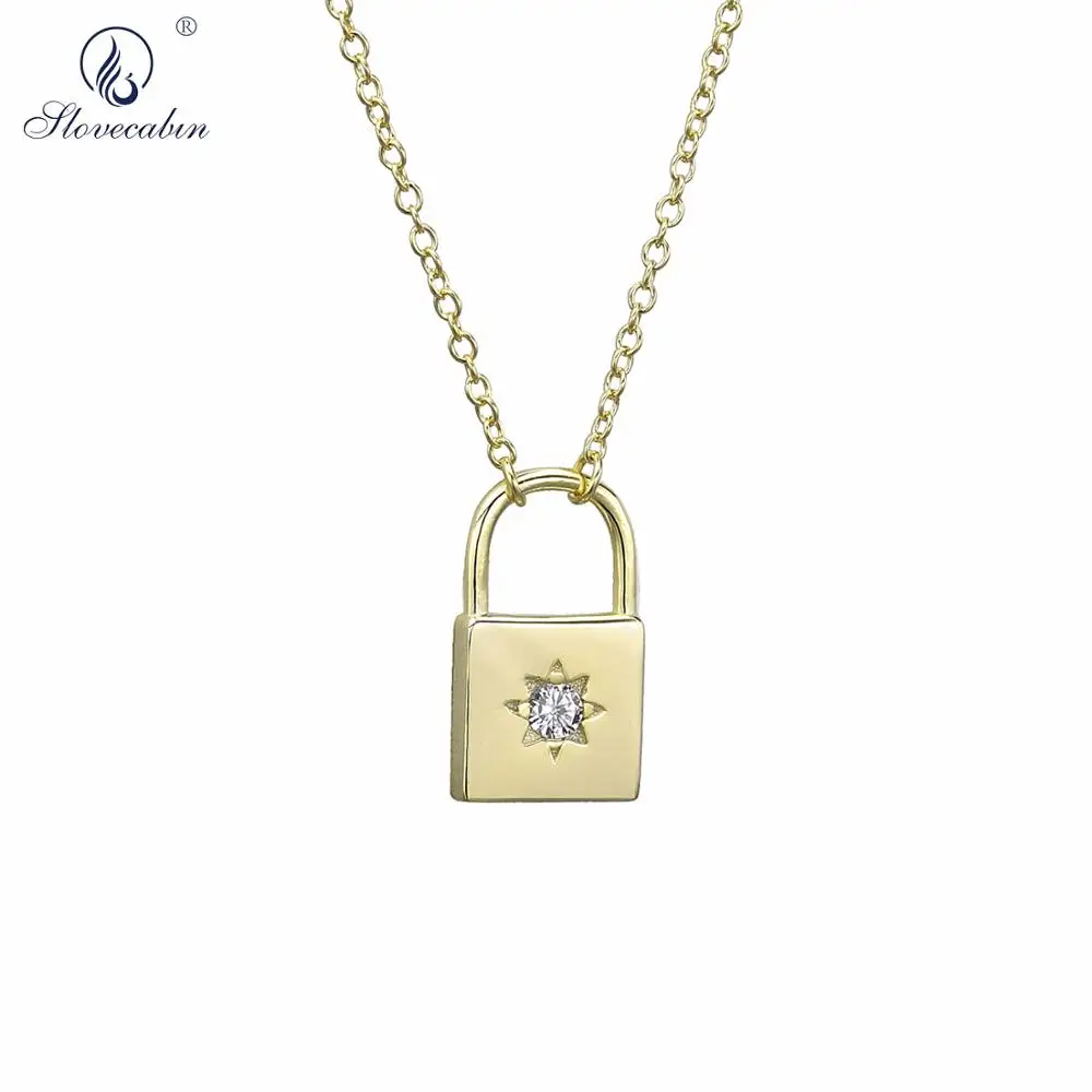 Slovecabin 2019 New 925 Sterling Silver Gold Locker Pendant Lockstitch Necklace Long Chain Luxury Crystal CZ Zircon Jewelry
Slovecabin 2019 New 925 Sterling Silver Gold Locker Pendant Lockstitch Necklace Long Chain Luxury Crystal CZ Zircon Jewelry