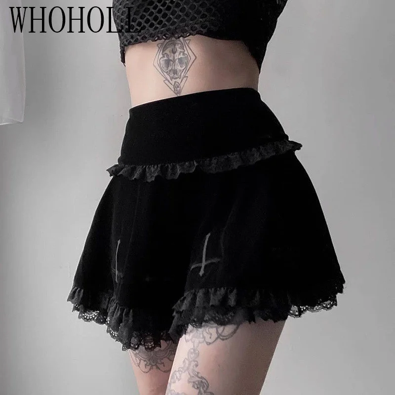 Summer High Waist Black Goth Mini Skirt Lace Suede Punk Skirts Harajuku Streetwear Women Cross-Embroidered Gothic Clothes
Summer High Waist Black Goth Mini Skirt Lace Suede Punk Skirts Harajuku Streetwear Women Cross-Embroidered Gothic Clothes