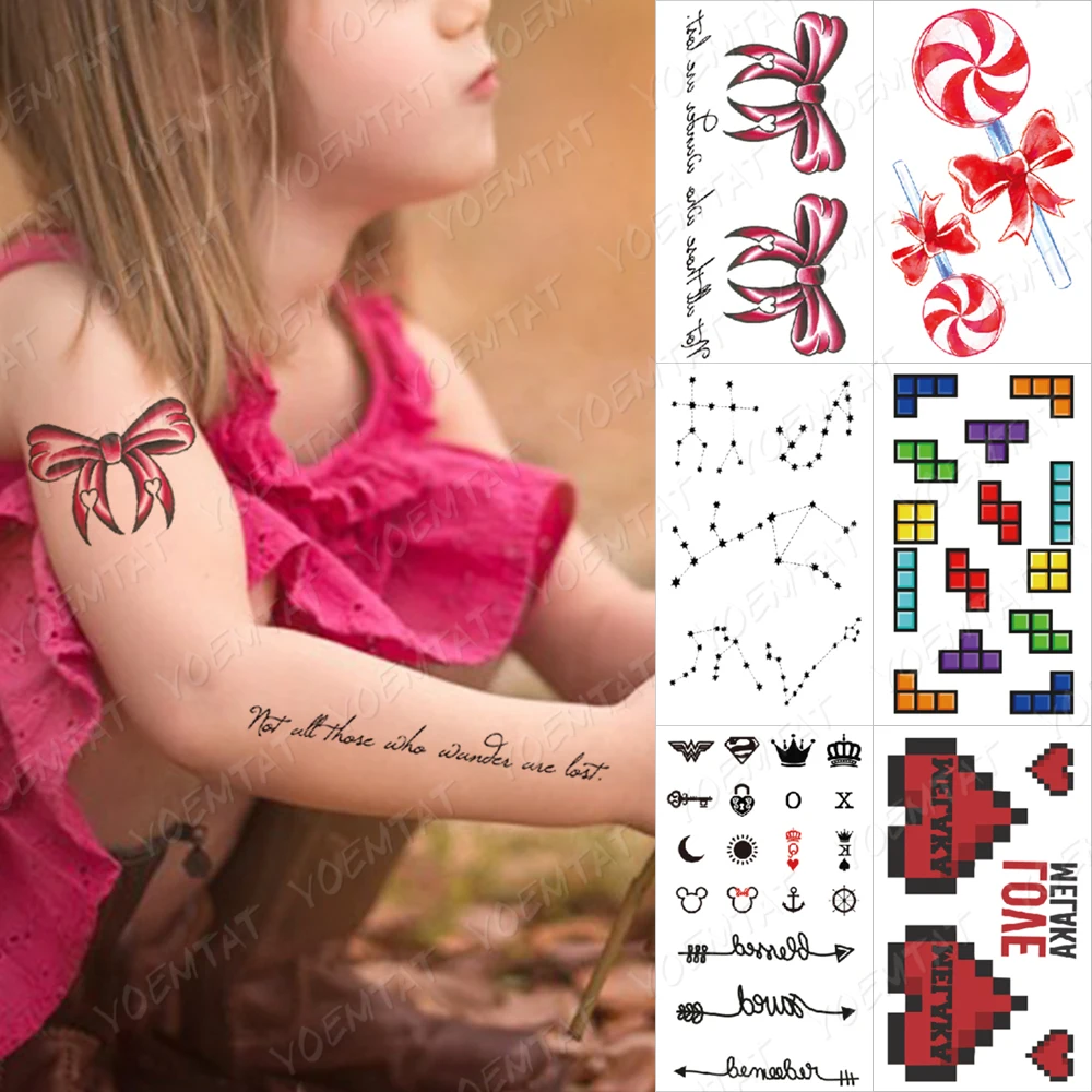 Bow Temporary Tattoo Sticker Arm Cartoon Cute Lettering Small Mini Tatoo Arm Shoulder Men Women Glitter Child Tattoos Body Art
Bow Temporary Tattoo Sticker Arm Cartoon Cute Lettering Small Mini Tatoo Arm Shoulder Men Women Glitter Child Tattoos Body Art