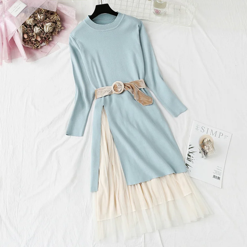 High Quality Korean Casual Christmas Knitted Dress Two Pieces Set Women Autumn Winter Sweater Dress And Sweet Mesh Skirt Set
High Quality Korean Casual Christmas Knitted Dress Two Pieces Set Women Autumn Winter Sweater Dress And Sweet Mesh Skirt Set