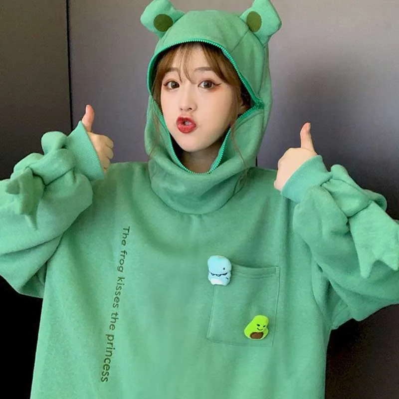 Autumn Plus Velvet Frog Pullover Zipper Hoodies Women's Autumn Korean Style Loose Top Trendy Girlfriends Couple Hoodies Cute Al
Autumn Plus Velvet Frog Pullover Zipper Hoodies Women's Autumn Korean Style Loose Top Trendy Girlfriends Couple Hoodies Cute Al