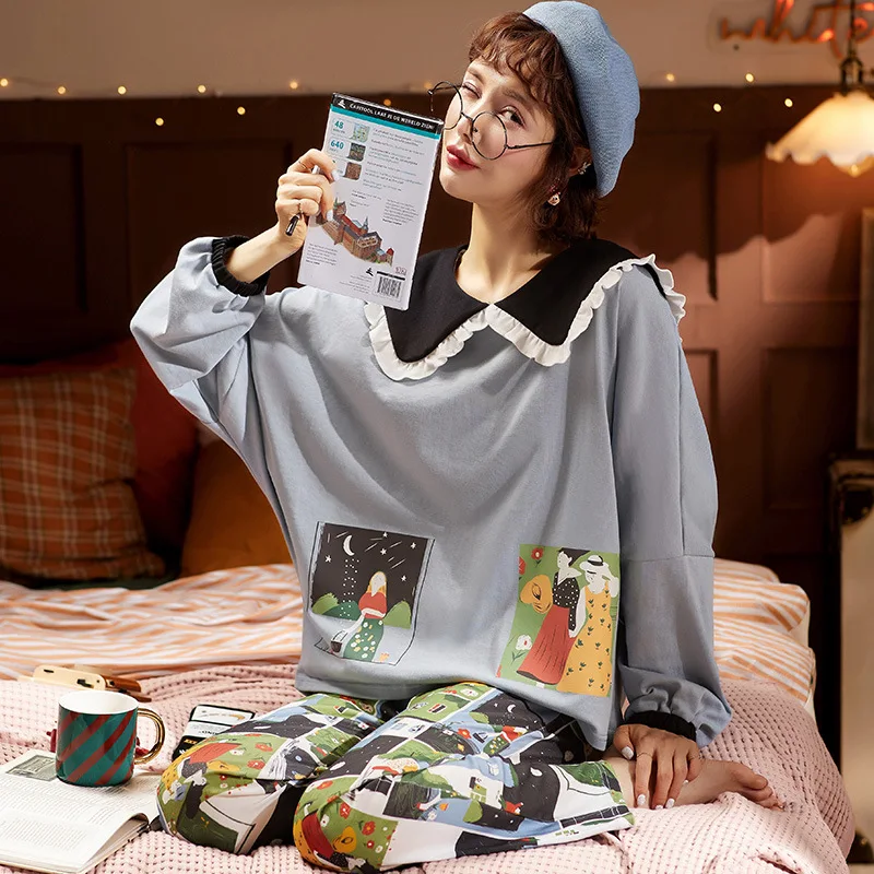 SLPBELY, женская модель, Весенняя Милая мультяшная кукла, воротник, длинный рукав + брюки, пижама, одежда для сна, Ночная одежда
SLPBELY, женская модель, Весенняя Милая мультяшная кукла, воротник, длинный рукав + брюки, пижама, одежда для сна, Ночная одежда