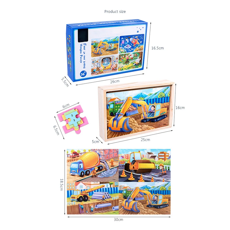 Early Educational Puzzles Toys Children Intelligence Learning Puzzle Wooden Four-In-One Puzzle Dinosaur Engineering Vehicle
Early Educational Puzzles Toys Children Intelligence Learning Puzzle Wooden Four-In-One Puzzle Dinosaur Engineering Vehicle