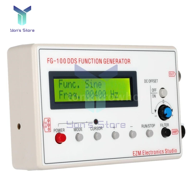 

DDS FG-100 Signal Generator LCD Display 1Hz-500KHz Functional Sine Triangle Square Frequency Sawtooth Wave Waveform DC 3.7-10V