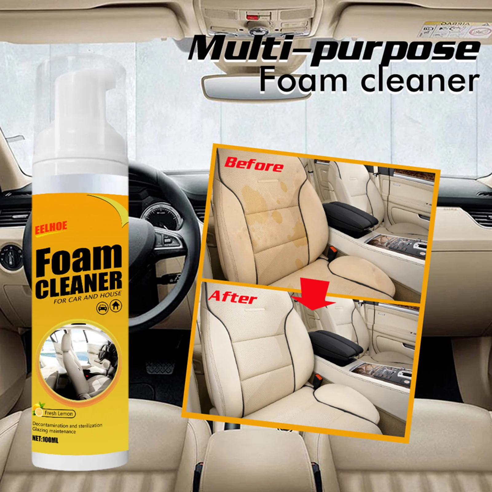 100ML Multi-Purpose Foam Cleaner Leather Clean Wash Automoive Car Interior Home Wash Maintenance Surfaces Spraying Foam Cleaner
100ML Multi-Purpose Foam Cleaner Leather Clean Wash Automoive Car Interior Home Wash Maintenance Surfaces Spraying Foam Cleaner