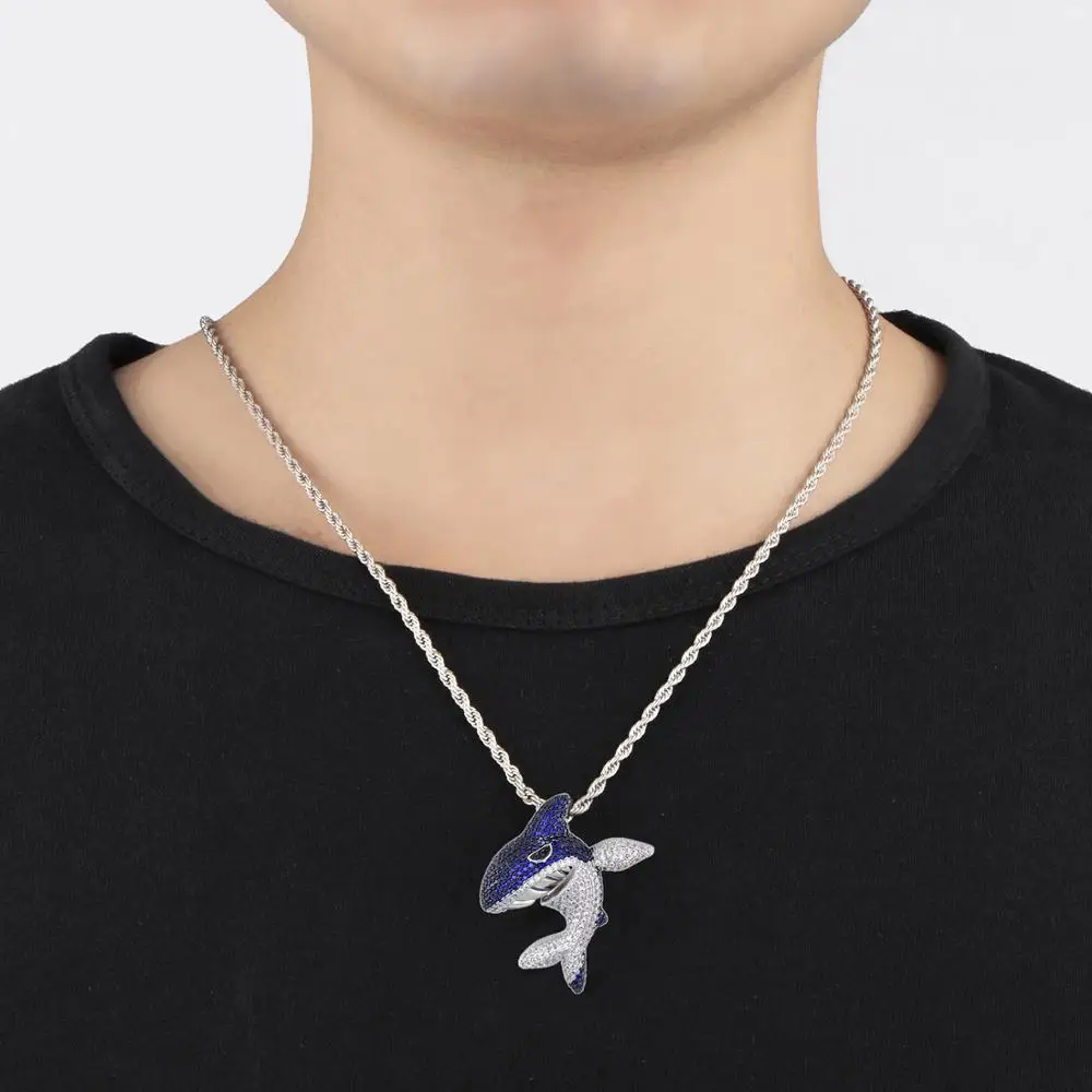 Hip Hop Paved Full Blue White AAA+ Cubic Zirconia Out Iced Bling Shark Pendants Necklaces for Men Rapper Jewelry Gifts
Hip Hop Paved Full Blue White AAA+ Cubic Zirconia Out Iced Bling Shark Pendants Necklaces for Men Rapper Jewelry Gifts