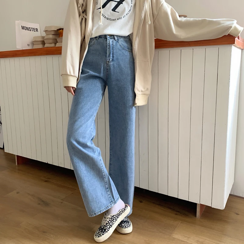 Casual Wide Leg Long Pants High Waist Straight Jeans Mom Solid Korean Style Vintage Loose Boyfriend Denim Trousers Women
Casual Wide Leg Long Pants High Waist Straight Jeans Mom Solid Korean Style Vintage Loose Boyfriend Denim Trousers Women