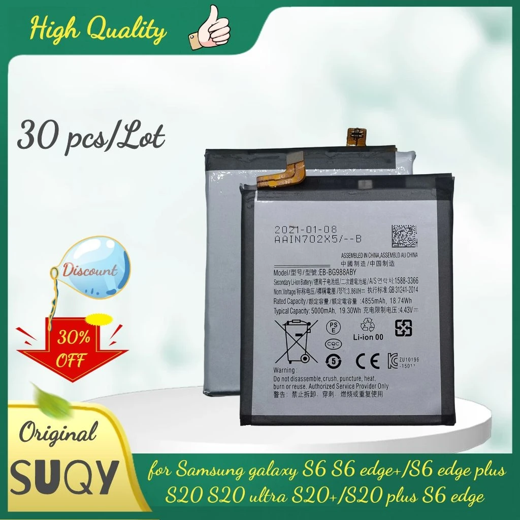 30 pcs/lot Batteria for Samsung galaxy s20 ultra s20+ s6 edge plus sm g920k g920f g920i g920 g925f Battery Replacement Wholesale
30 pcs/lot Batteria for Samsung galaxy s20 ultra s20+ s6 edge plus sm g920k g920f g920i g920 g925f Battery Replacement Wholesale