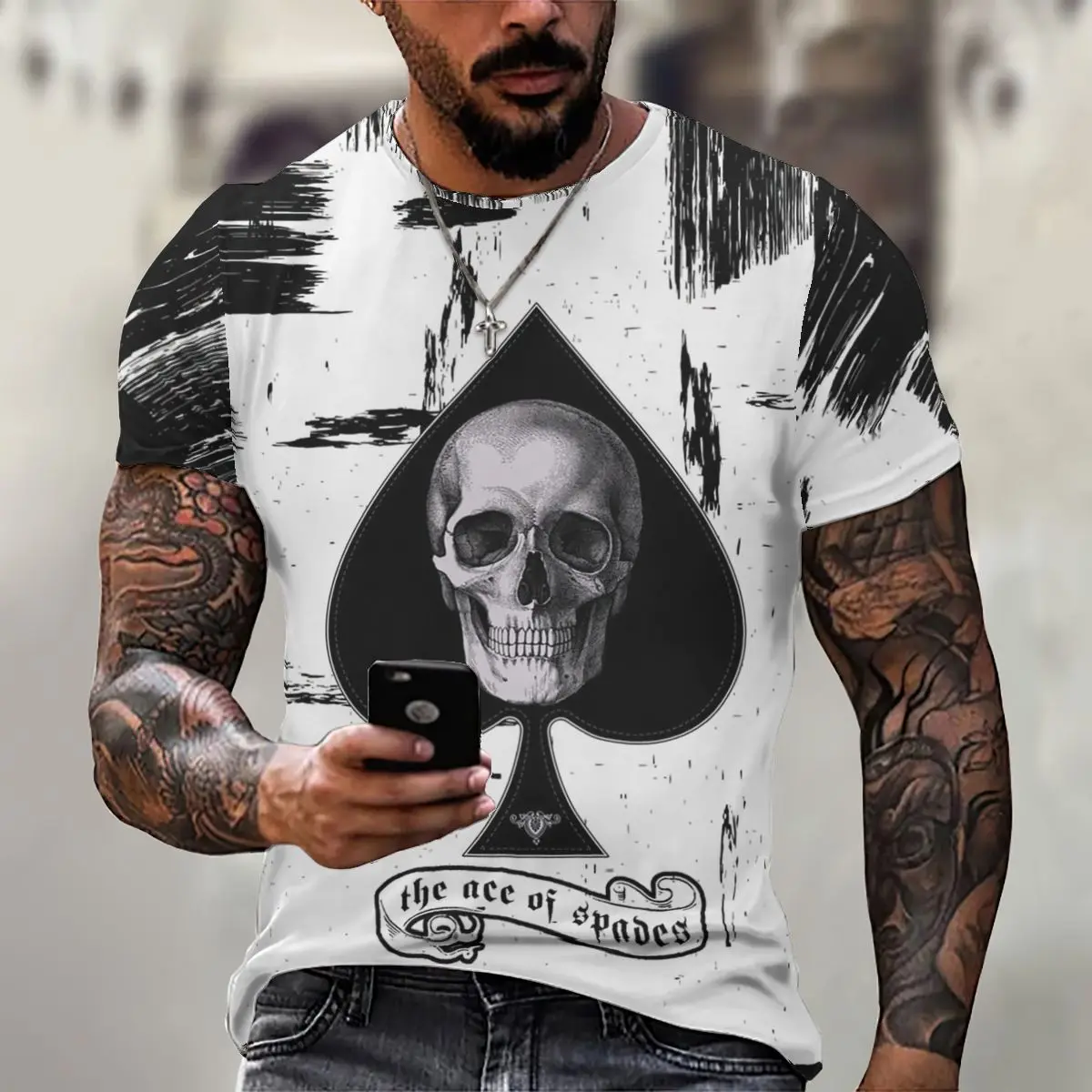 Spades Poker Skull Pattern Street T Shirt Men 3D Printed Trendy Pattern Clothes Summer Oversized O Collar Short Sleeve Tees
Spades Poker Skull Pattern Street T Shirt Men 3D Printed Trendy Pattern Clothes Summer Oversized O Collar Short Sleeve Tees