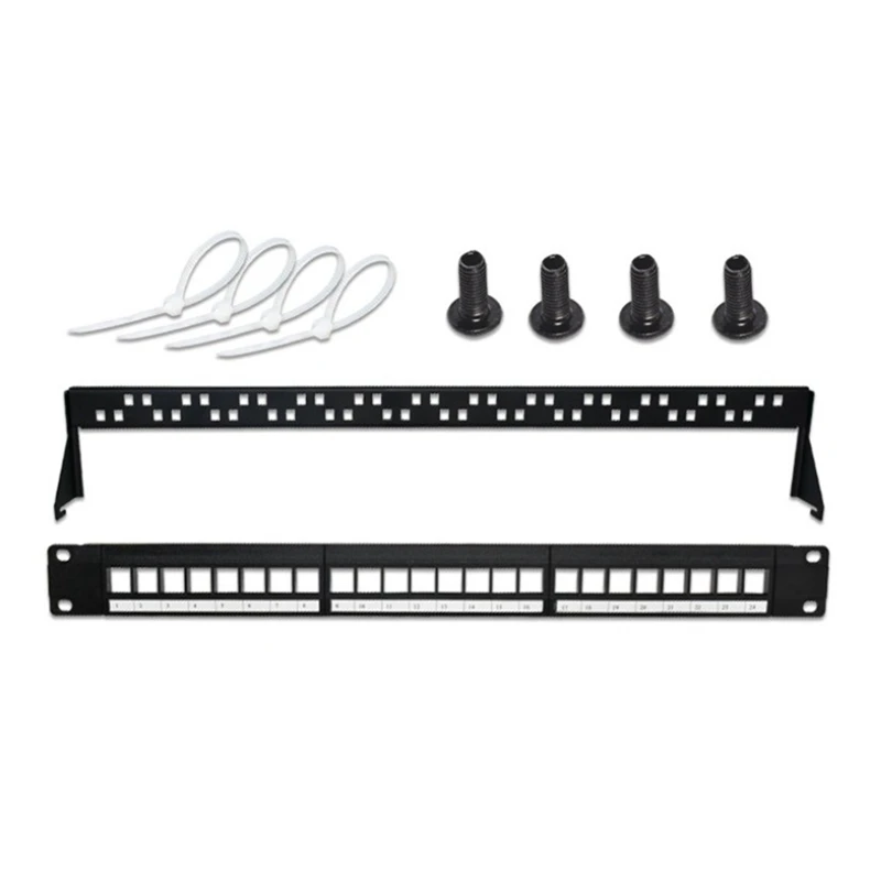 19In 1U Rack 24 Port Blank Patch Panel Distribution Frame for RJ11 RJ45 Cable Adapter Module CAT5E 6 7 Keystone Jack
19In 1U Rack 24 Port Blank Patch Panel Distribution Frame for RJ11 RJ45 Cable Adapter Module CAT5E 6 7 Keystone Jack